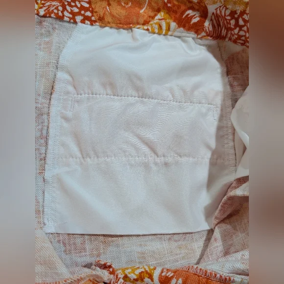 LOFT The Peyton Bermuda Shorts Linen Blend Baked Gold White Orange Size 8 NWOT - Picture 13 of 15
